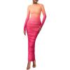 imagePRETTYGARDEN Womens Long Sleeve Maxi Dresses 2026 Spring Ruched Bodycon Floral Mesh Formal Wedding Guest Cocktail Party DressGradient Bean Paste