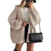 imagePRETTYGARDEN Womens Oversized Cardigan Sweaters 2026 Fall Long Lantern Sleeve Knit Open Front Lightweight SweaterGrey Beige