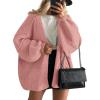 imagePRETTYGARDEN Womens Oversized Cardigan Sweaters 2026 Fall Long Lantern Sleeve Knit Open Front Lightweight SweaterLight Pink