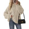 imagePRETTYGARDEN Womens Oversized Fall Sweaters 2026 Casual Long Sleeve Crewneck Chunky Cable Knit Pullover Tops Winter ClothesApricot