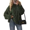 imagePRETTYGARDEN Womens Oversized Fall Sweaters 2026 Casual Long Sleeve Crewneck Chunky Cable Knit Pullover Tops Winter ClothesArmy Green