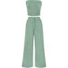 imagePRETTYGARDEN Womens Summer Outfits 2 Piece Sets Casual Ribbed Knit Crop Tube Top Wide Leg Pants Spring Matching Lounge SetFruit Green