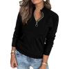 imagePRETTYGARDEN Womens Sweaters Quarter Zip Knit Long Sleeve Business Casual Pullover Tops 2026 Fall Fashion Work OutfitsBlack