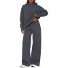 imagePRETTYGARDEN Womens Sweatsuits 2 Piece Set 2026 Casual Winter Long Sleeve Hoodie Loose Wide Leg Sweatpants Fall TracksuitDark Grey