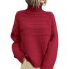 imagePRETTYGARDEN Womens Turtleneck Sweaters 2026 Fall Chunky Knit Pullover Long Sleeve Jumper Tops Trendy Winter ClothesRed