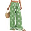 imagePRETTYGARDEN Womens Wide Leg Palazzo Pants 2026 Summer Boho Floral Trousers Spring Flowy Beach Vacation Clothes Resort WearLight Green