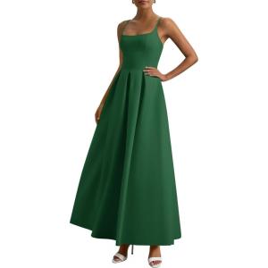 imagePRETTYGARDEN Cocktail Dresses for Women 2026 Spring Elegant Ruffle A Line Long Flowy Summer Formal Wedding Guest Maxi DressGreen