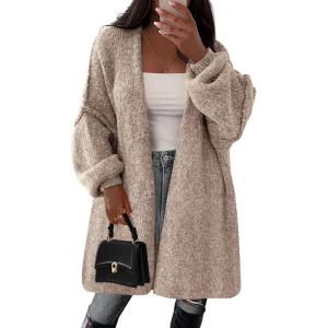 imagePRETTYGARDEN Long Cardigan Sweaters for Women Trendy Fall 2026 Oversized Knit Sweater Jacket Coats Winter Fashion ClothingCamel