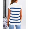 imagePRETTYGARDEN 2024 Summer T Shirts for Women Casual 12 Zip Cap Sleeve V Neck Striped Knit Tee Tops Blouses