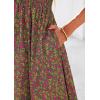imagePRETTYGARDEN Boho Dresses for Women 2026 Summer Floral Short Sleeve V Neck Smocked Flowy Beach Vacation Maxi DressGreen Red Floral