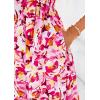 imagePRETTYGARDEN Boho Dresses for Women 2026 Summer Floral Short Sleeve V Neck Smocked Flowy Beach Vacation Maxi DressWhite Pink Floral