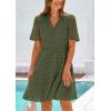imagePRETTYGARDEN Eyelet Dresses for Women 2026 Summer Short Sleeve V Neck Hollow Out Ruffle A Line Boho Beach Vacation Mini DressArmy Green