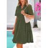 imagePRETTYGARDEN Eyelet Dresses for Women 2026 Summer Short Sleeve V Neck Hollow Out Ruffle A Line Boho Beach Vacation Mini DressArmy Green