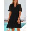 imagePRETTYGARDEN Eyelet Dresses for Women 2026 Summer Short Sleeve V Neck Hollow Out Ruffle A Line Boho Beach Vacation Mini DressBlack