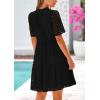 imagePRETTYGARDEN Eyelet Dresses for Women 2026 Summer Short Sleeve V Neck Hollow Out Ruffle A Line Boho Beach Vacation Mini DressBlack
