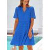 imagePRETTYGARDEN Eyelet Dresses for Women 2026 Summer Short Sleeve V Neck Hollow Out Ruffle A Line Boho Beach Vacation Mini DressBlue