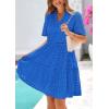 imagePRETTYGARDEN Eyelet Dresses for Women 2026 Summer Short Sleeve V Neck Hollow Out Ruffle A Line Boho Beach Vacation Mini DressBlue