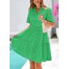 imagePRETTYGARDEN Eyelet Dresses for Women 2026 Summer Short Sleeve V Neck Hollow Out Ruffle A Line Boho Beach Vacation Mini DressGreen