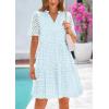 imagePRETTYGARDEN Eyelet Dresses for Women 2026 Summer Short Sleeve V Neck Hollow Out Ruffle A Line Boho Beach Vacation Mini DressLight Blue
