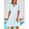 imagePRETTYGARDEN Eyelet Dresses for Women 2026 Summer Short Sleeve V Neck Hollow Out Ruffle A Line Boho Beach Vacation Mini DressLight Blue
