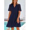 imagePRETTYGARDEN Eyelet Dresses for Women 2026 Summer Short Sleeve V Neck Hollow Out Ruffle A Line Boho Beach Vacation Mini DressNavy