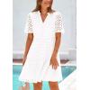imagePRETTYGARDEN Eyelet Dresses for Women 2026 Summer Short Sleeve V Neck Hollow Out Ruffle A Line Boho Beach Vacation Mini DressWhite