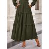 imagePRETTYGARDEN Fall Dresses for Women 2026 Long Sleeve Smocked Square Neck Swiss Dot Tiered Flowy Wedding Guest Maxi DressArmy Green