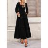 imagePRETTYGARDEN Fall Dresses for Women 2026 Long Sleeve Smocked Square Neck Swiss Dot Tiered Flowy Wedding Guest Maxi DressBlack