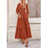 imagePRETTYGARDEN Fall Dresses for Women 2026 Long Sleeve Smocked Square Neck Swiss Dot Tiered Flowy Wedding Guest Maxi DressBrick Red