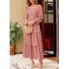 imagePRETTYGARDEN Fall Dresses for Women 2026 Long Sleeve Smocked Square Neck Swiss Dot Tiered Flowy Wedding Guest Maxi DressDusty Pink
