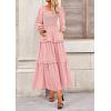 imagePRETTYGARDEN Fall Dresses for Women 2026 Long Sleeve Smocked Square Neck Swiss Dot Tiered Flowy Wedding Guest Maxi DressPink