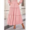 imagePRETTYGARDEN Fall Dresses for Women 2026 Long Sleeve Smocked Square Neck Swiss Dot Tiered Flowy Wedding Guest Maxi DressPink