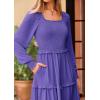imagePRETTYGARDEN Fall Dresses for Women 2026 Long Sleeve Smocked Square Neck Swiss Dot Tiered Flowy Wedding Guest Maxi DressPurple Blue