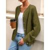 imagePRETTYGARDEN Fall Long Sleeve Cardigans for Women Trendy 2026 Lightweight Button Down Crewneck Loose Knit Sweater ClothesArmy Green