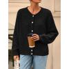 imagePRETTYGARDEN Fall Long Sleeve Cardigans for Women Trendy 2026 Lightweight Button Down Crewneck Loose Knit Sweater ClothesBlack