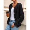 imagePRETTYGARDEN Fall Long Sleeve Cardigans for Women Trendy 2026 Lightweight Button Down Crewneck Loose Knit Sweater ClothesBlack