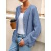 imagePRETTYGARDEN Fall Long Sleeve Cardigans for Women Trendy 2026 Lightweight Button Down Crewneck Loose Knit Sweater ClothesBlue
