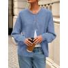 imagePRETTYGARDEN Fall Long Sleeve Cardigans for Women Trendy 2026 Lightweight Button Down Crewneck Loose Knit Sweater ClothesBlue