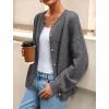 imagePRETTYGARDEN Fall Long Sleeve Cardigans for Women Trendy 2026 Lightweight Button Down Crewneck Loose Knit Sweater ClothesGrey