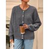 imagePRETTYGARDEN Fall Long Sleeve Cardigans for Women Trendy 2026 Lightweight Button Down Crewneck Loose Knit Sweater ClothesGrey