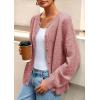 imagePRETTYGARDEN Fall Long Sleeve Cardigans for Women Trendy 2026 Lightweight Button Down Crewneck Loose Knit Sweater ClothesGrey Pink