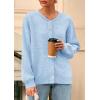 imagePRETTYGARDEN Fall Long Sleeve Cardigans for Women Trendy 2026 Lightweight Button Down Crewneck Loose Knit Sweater ClothesLight Blue