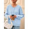 imagePRETTYGARDEN Fall Long Sleeve Cardigans for Women Trendy 2026 Lightweight Button Down Crewneck Loose Knit Sweater ClothesLight Blue