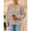 imagePRETTYGARDEN Fall Long Sleeve Cardigans for Women Trendy 2026 Lightweight Button Down Crewneck Loose Knit Sweater ClothesLight Khaki