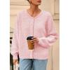 imagePRETTYGARDEN Fall Long Sleeve Cardigans for Women Trendy 2026 Lightweight Button Down Crewneck Loose Knit Sweater ClothesPink