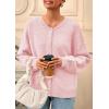 imagePRETTYGARDEN Fall Long Sleeve Cardigans for Women Trendy 2026 Lightweight Button Down Crewneck Loose Knit Sweater ClothesPink
