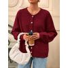 imagePRETTYGARDEN Fall Long Sleeve Cardigans for Women Trendy 2026 Lightweight Button Down Crewneck Loose Knit Sweater ClothesWine Red