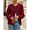 imagePRETTYGARDEN Fall Long Sleeve Cardigans for Women Trendy 2026 Lightweight Button Down Crewneck Loose Knit Sweater ClothesWine Red