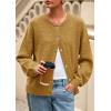 imagePRETTYGARDEN Fall Long Sleeve Cardigans for Women Trendy 2026 Lightweight Button Down Crewneck Loose Knit Sweater ClothesYellow