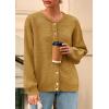 imagePRETTYGARDEN Fall Long Sleeve Cardigans for Women Trendy 2026 Lightweight Button Down Crewneck Loose Knit Sweater ClothesYellow
